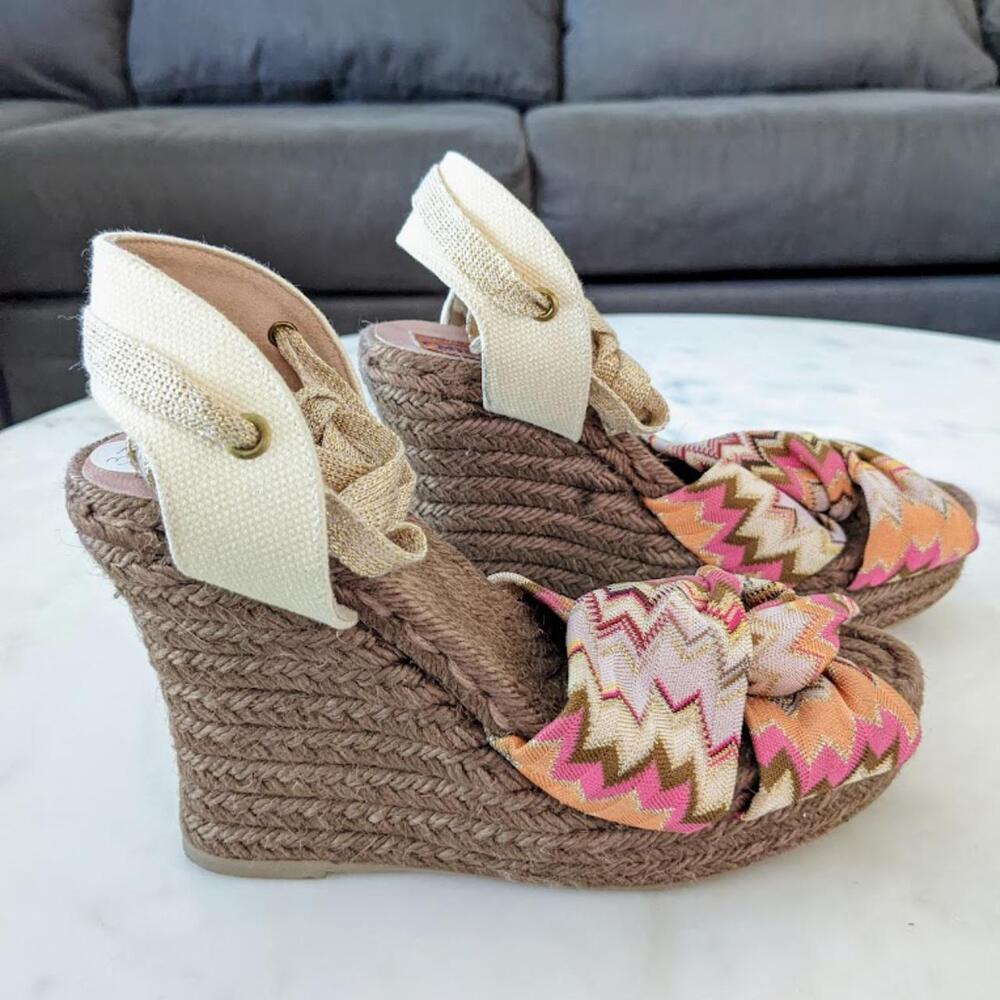 Missoni Espadrille Wedge Sandals Chevron Knit Rope Platform 37 - Used